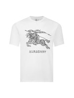 Burberry Clothing T-Shirt Black White Embroidery Unisex Short Sleeve