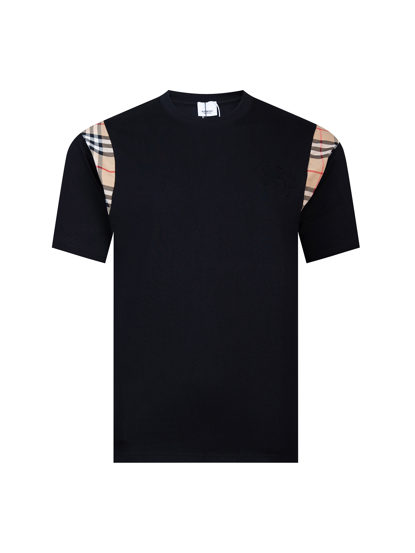 Burberry Clothing T-Shirt Black White Lattice Unisex Short Sleeve