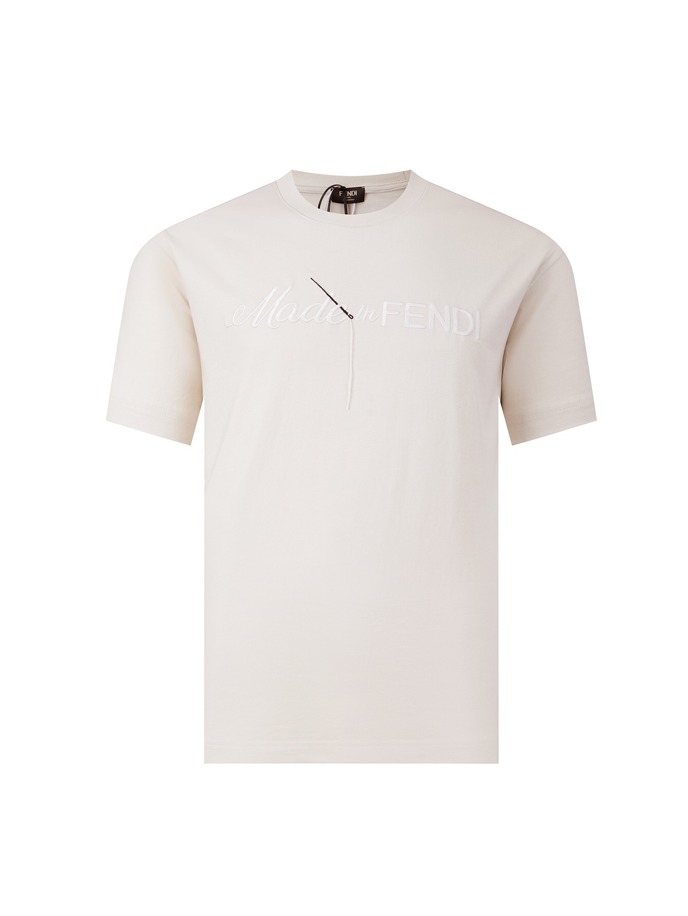 Fendi Clothing T-Shirt Apricot Color Embroidery Unisex Short Sleeve