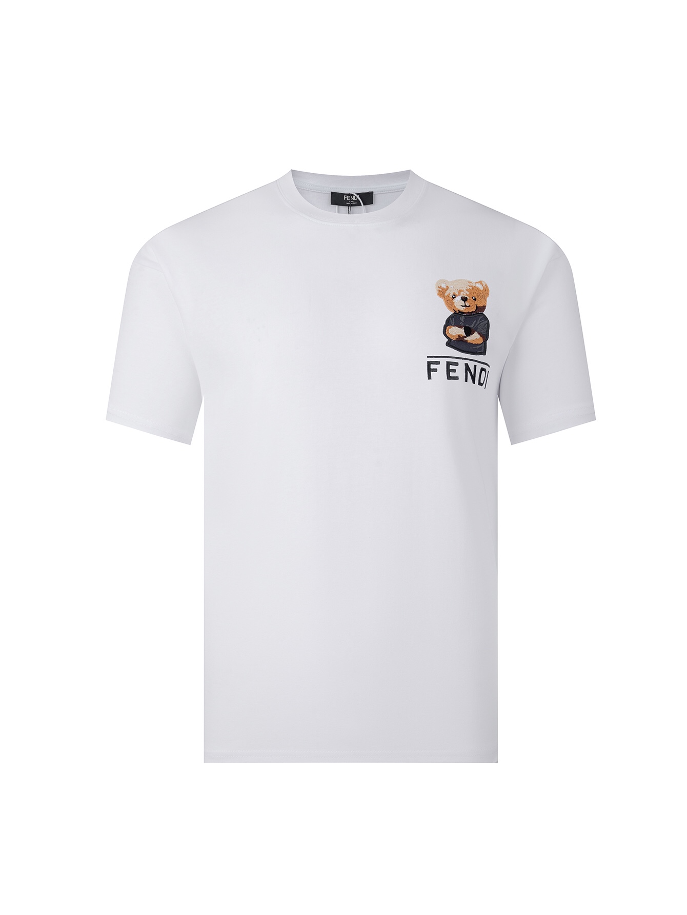 Fendi 1:1
 Clothing T-Shirt Buy High-Quality Fake
 Black White Embroidery Unisex Short Sleeve