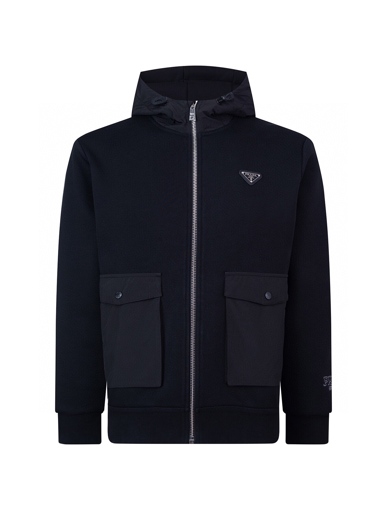 Styles & Where to Buy
 Prada Clothing Cardigans Coats & Jackets Black Splicing Hooded Top