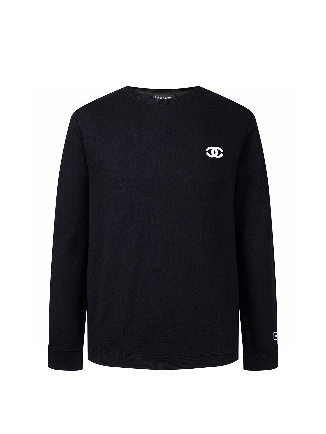 Chanel’s CJCR (ZP Version) Unisex Embroidered Collar Coat in Black and White. Sizes SM, L, XL.