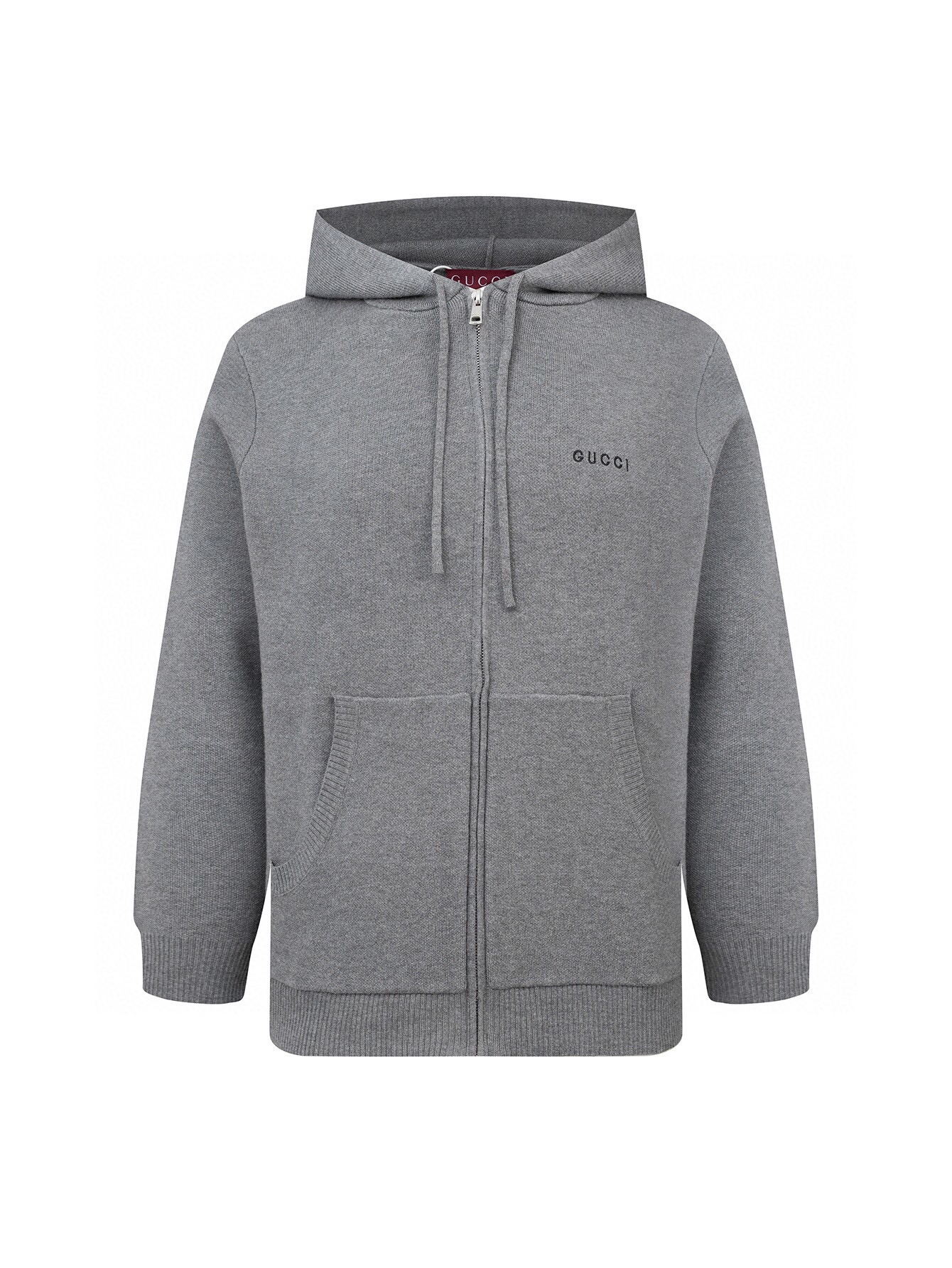 Gucci ZP Version Sweater Coat: Wool Blend, Letter Embroidery, Unisex, Gray, Sizes S M L - 图片 1