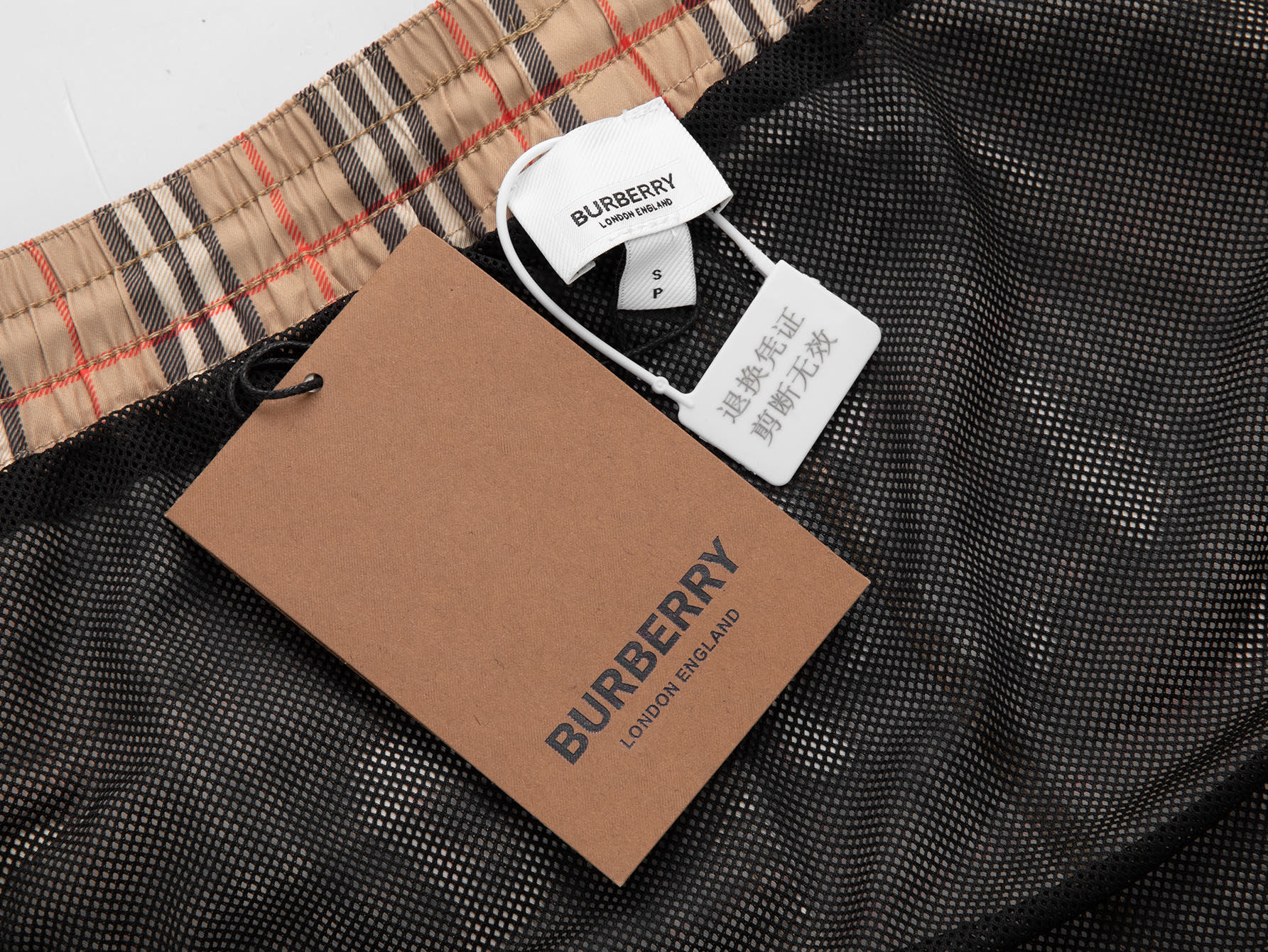 Burberry BUR巴宝莉 抽绳款 格纹对位沙滩裤短裤