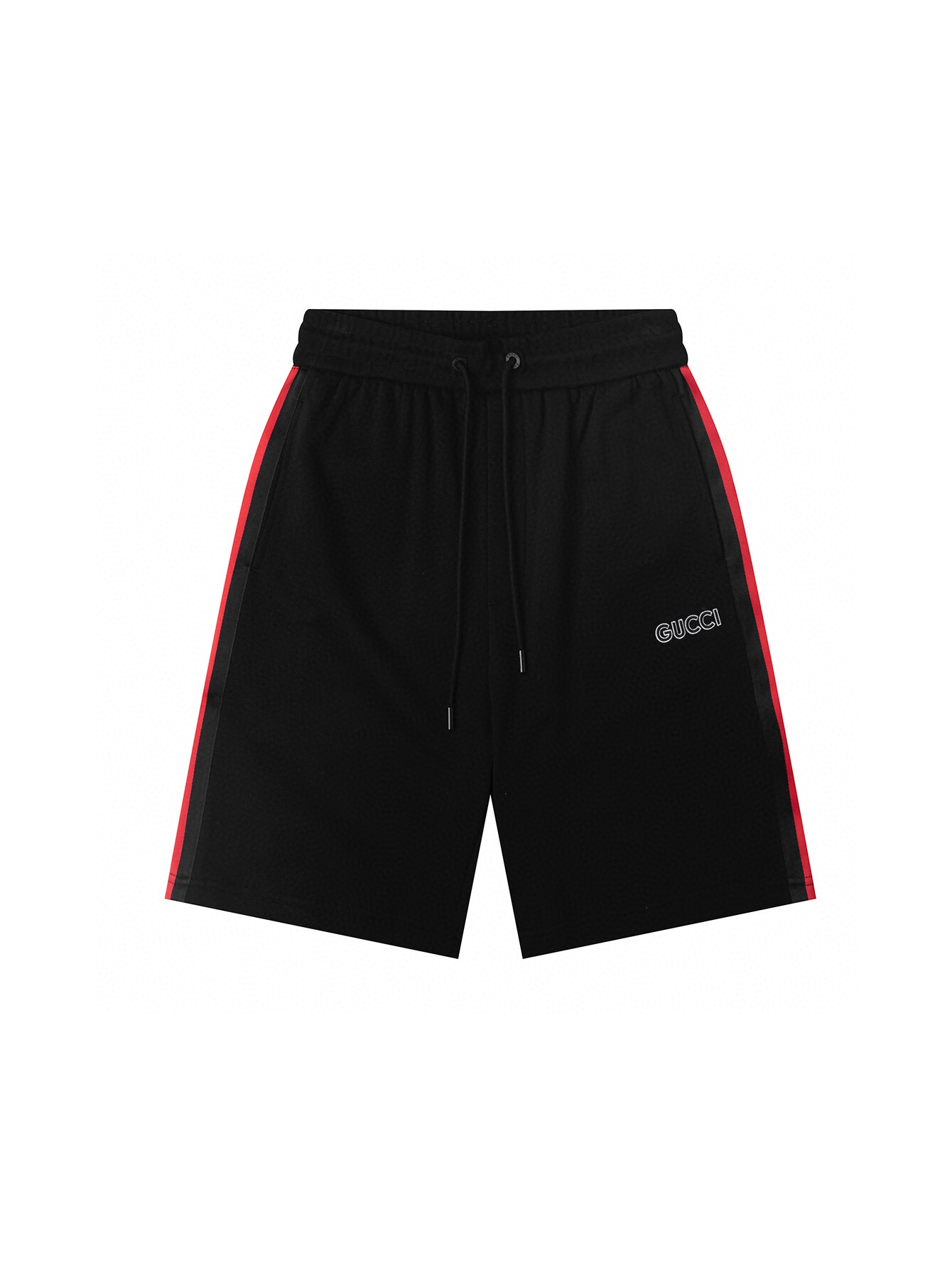 (Versión ZP) - Nuevo en la web oficial de Gucci, pantalones cortos casuales unisex con ribete lateral y letras bordadas…