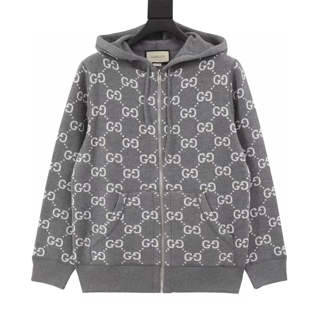 (Versión ZP) Reversible - Clásico de Gucci, chaqueta de punto con capucha, mezcla de cachemira, doble cara, unisex - Ut…
