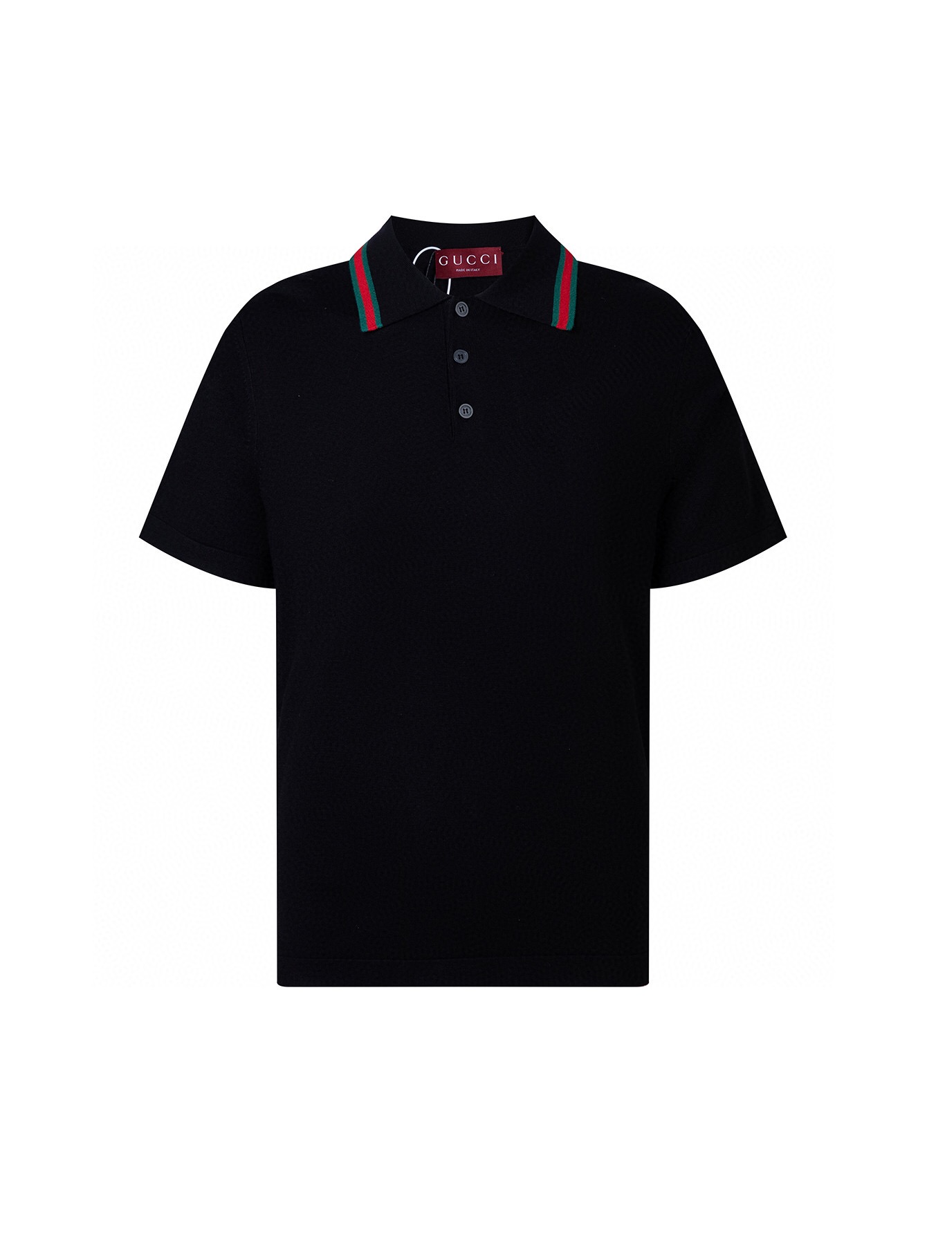 Gucci Gucci 官网 款 简约撞色翻领红绿条 羊毛Polo针织短袖