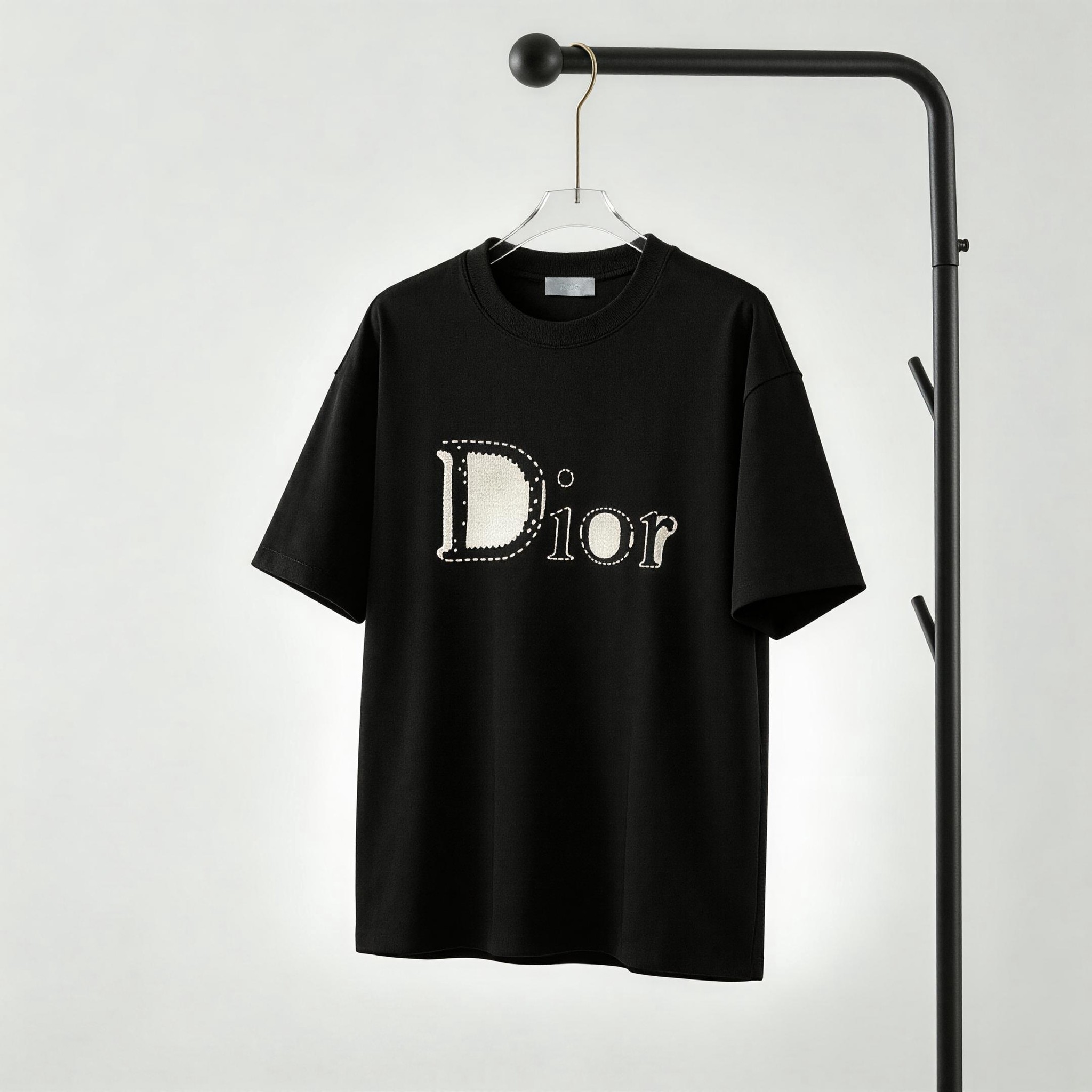 P85 Dior Camiseta de manga corta con logo bordado con la letra DIOR, tejido 100% puro algodón de doble hilo, completa c…