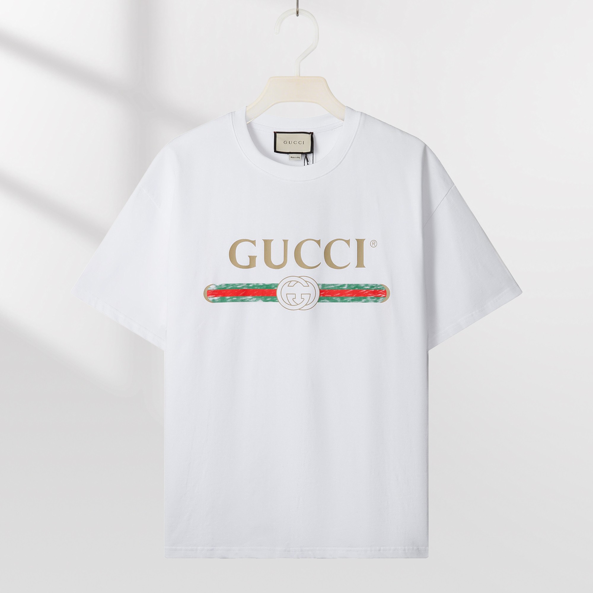 P85 GUCCI 古驰 Camiseta de manga corta con logo, 100% algodón de doble hilo, con todas las etiquetas, unisex, corte holga…