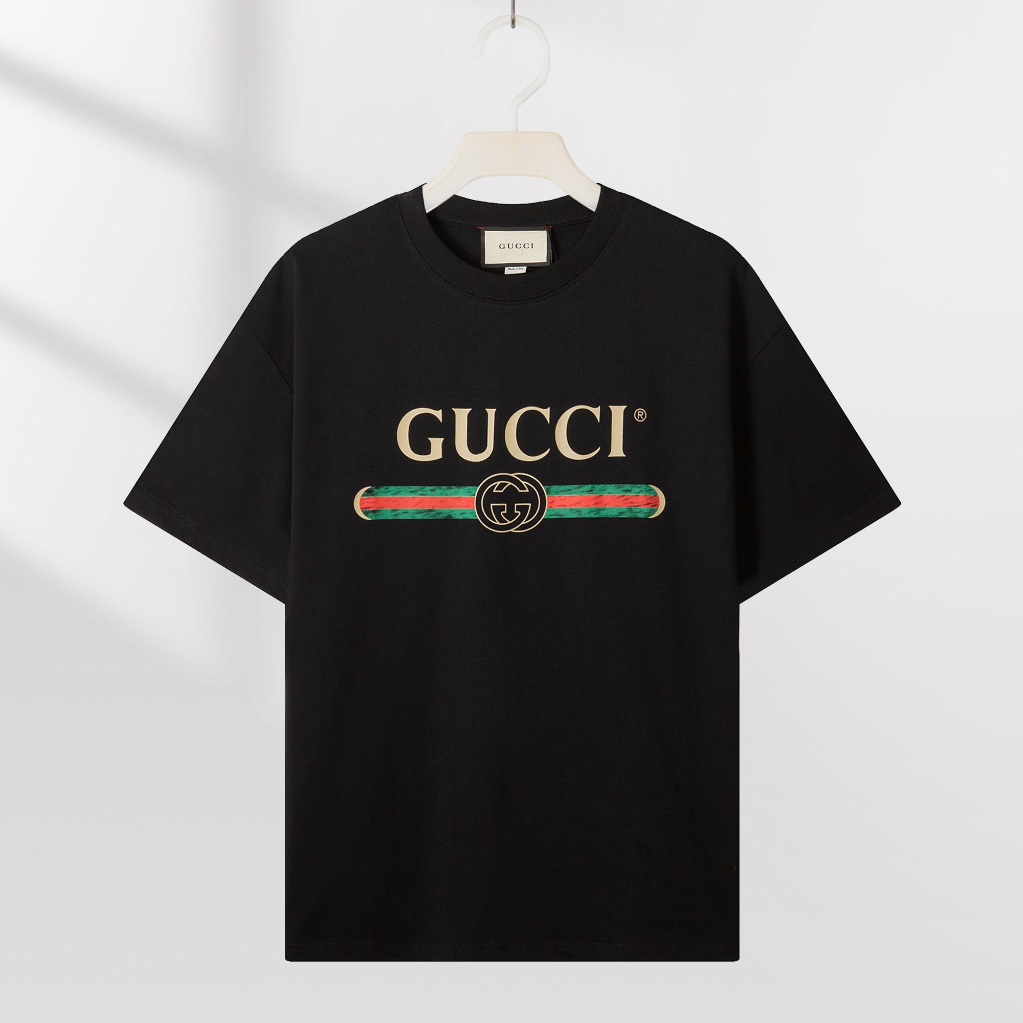 P85 GUCCI 古驰 Camiseta de manga corta con logo, 100% algodón de doble hilo, con todas las etiquetas, unisex, corte holga…