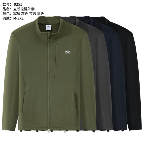 ALO Men's Stand Collar Full Zip Lightweight Athletic Jacket - Windproof & Breathable 1 ALO Men's Stand Collar Full Zip Lightweight Athletic Jacket - Windproof & Breathable