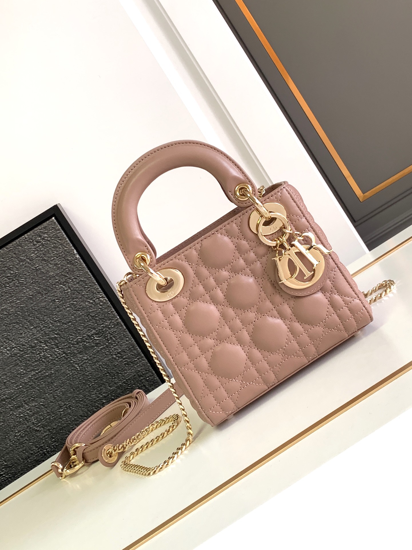Lady Dior Bag Lambskin Cannage Chain Shoulder Strap Handbag Crossbody