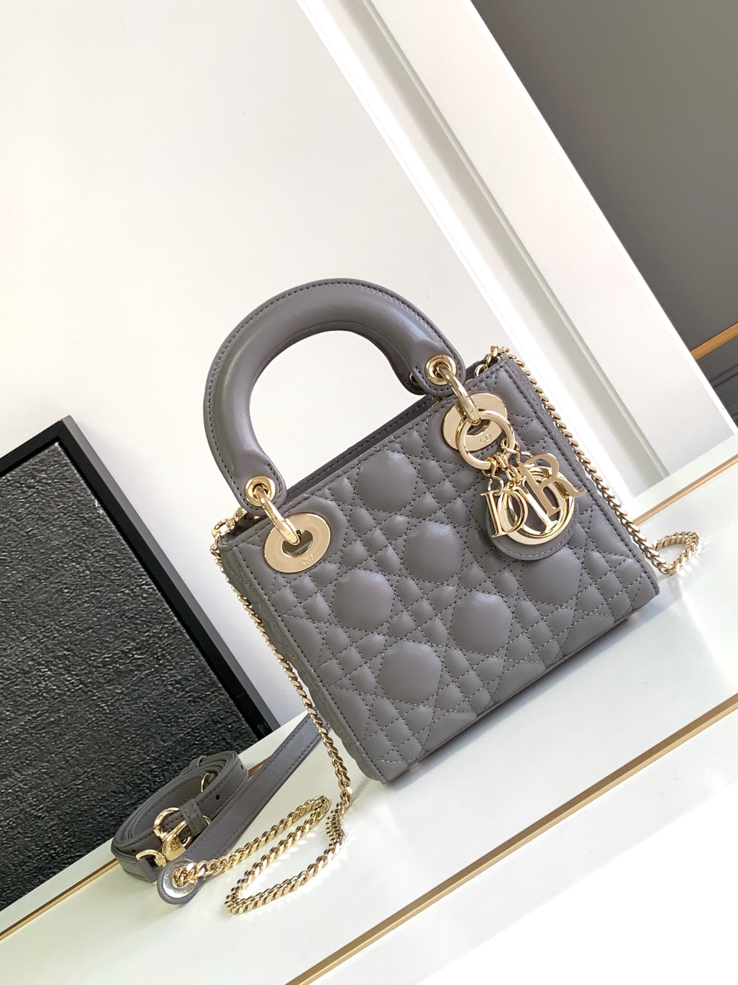 Lady Dior Bag Lambskin Cannage Chain Shoulder Strap