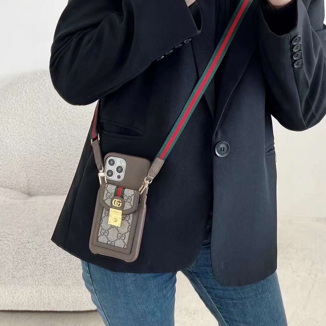 GUCCI2022年oPhidia系列官网同步发售插卡手机壳配挂绳卡包可当支架卡包零钱包#型号为了不出现