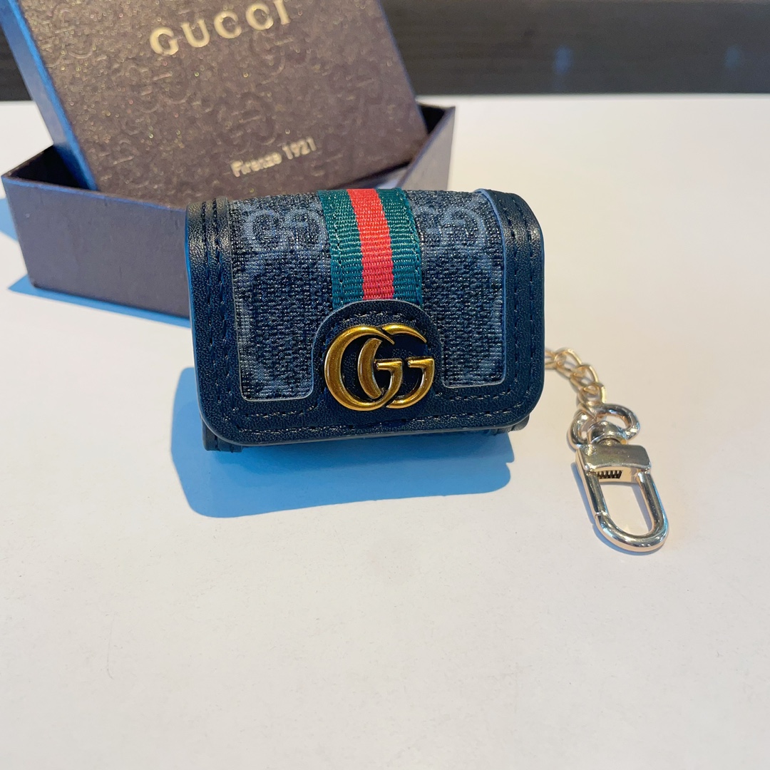 Gucci古驰耳机包经典老花原皮耳机套钥匙扣包包挂件一举两得！AirPods1/2通用款AirPods3