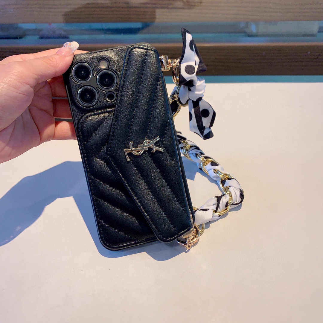 圣罗兰手机壳链条手腕带卡包零钱包手机壳全包精孔型号为了不出现报错型号请打开本机查看手机设置显示的型号️️