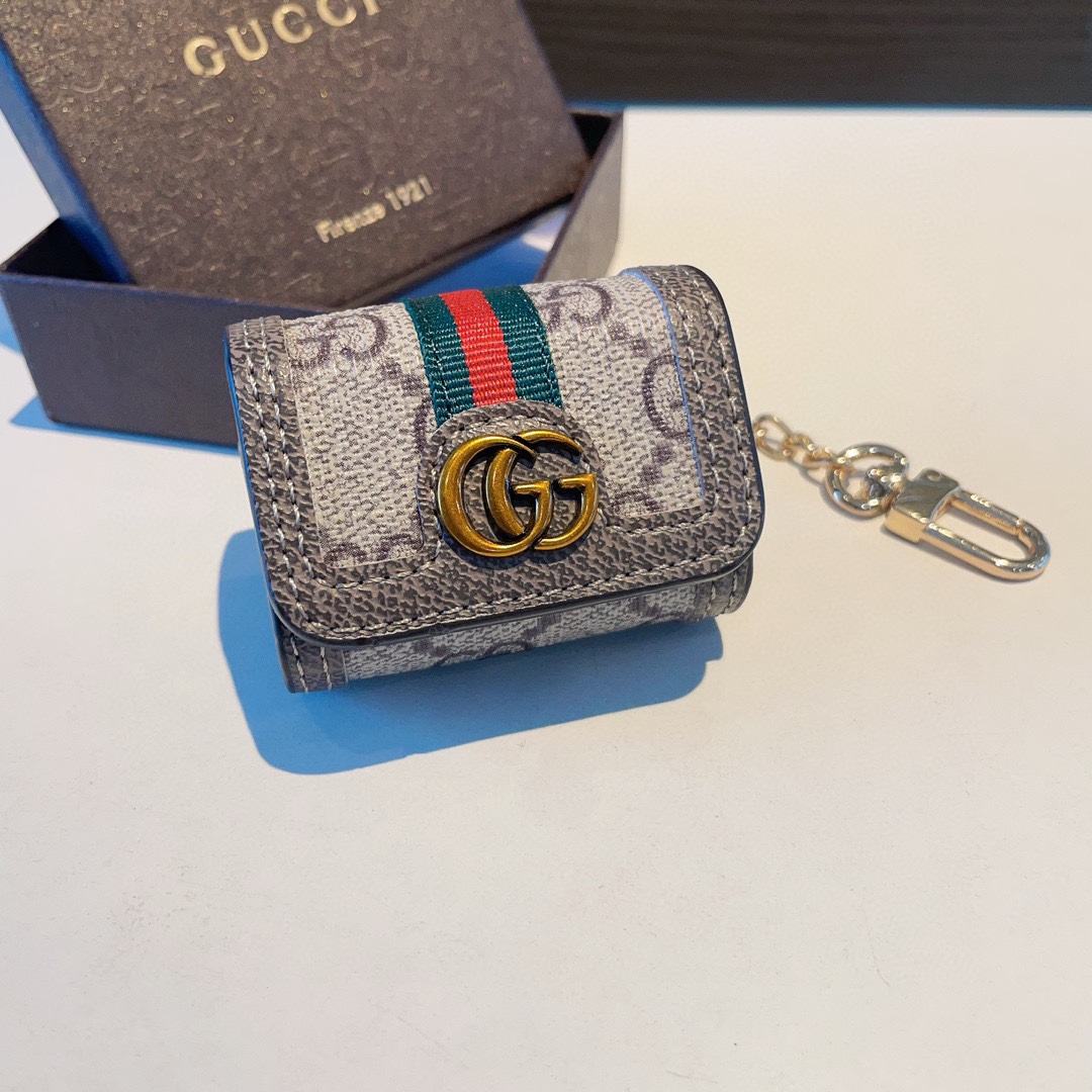 Gucci古驰耳机包经典老花原皮耳机套钥匙扣包包挂件一举两得！AirPods1/2通用款AirPods3