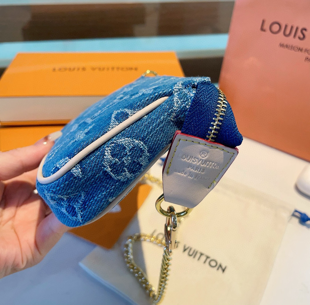   ➕配斜挎长链❗️新品❗️☀️Louis Vuitton 路易威登lv迷你牛仔麻将包 手机包 钥匙扣 