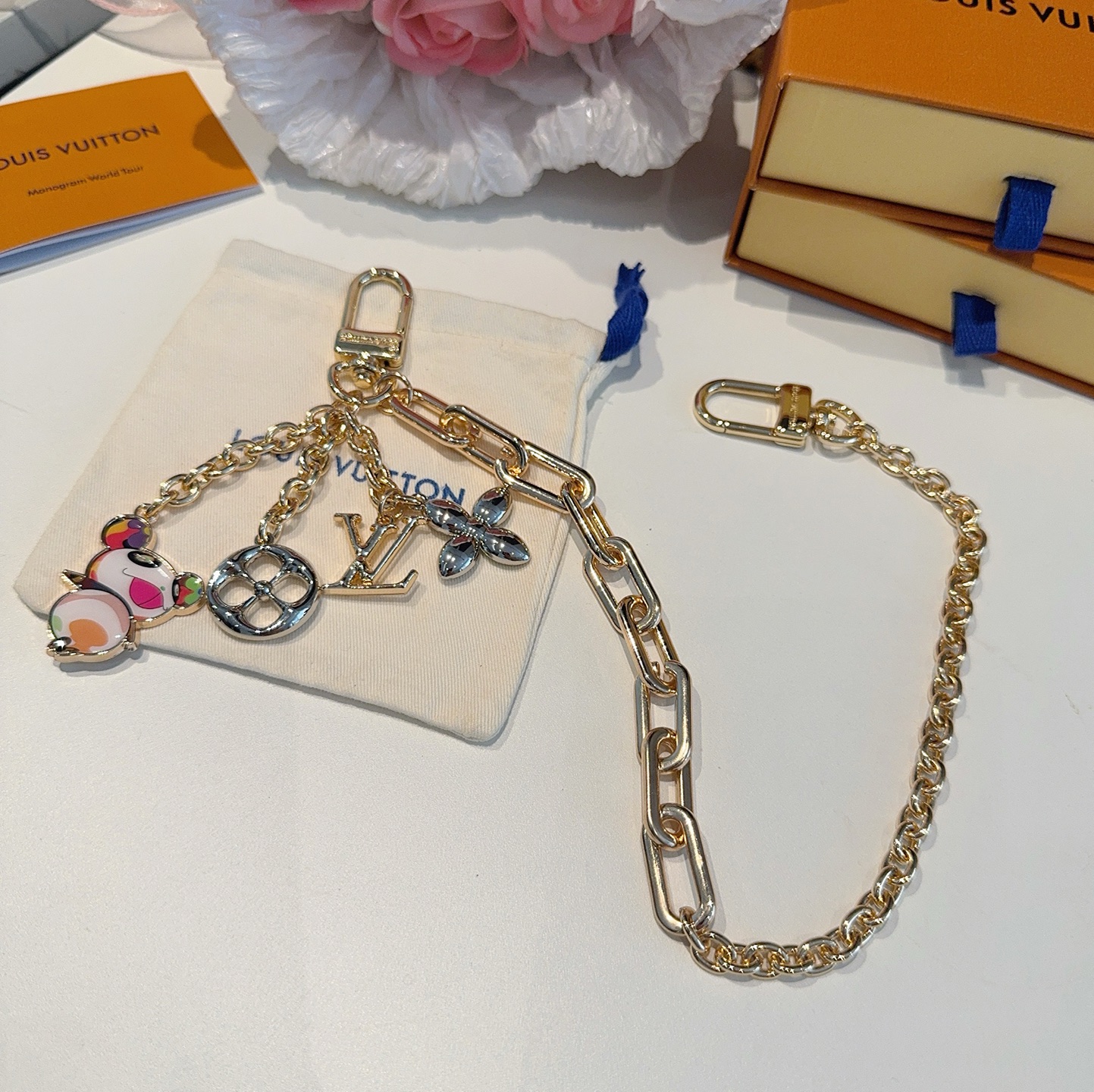  LV 钥匙扣 包包挂链 可当包包肩带 x TM SuPerflat链条包饰出自路易威登x村上隆合作系列