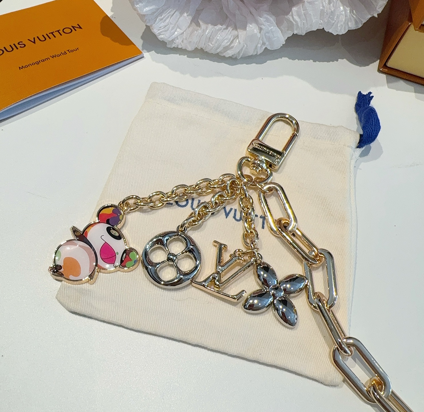  LV 钥匙扣 包包挂链 可当包包肩带 x TM SuPerflat链条包饰出自路易威登x村上隆合作系列