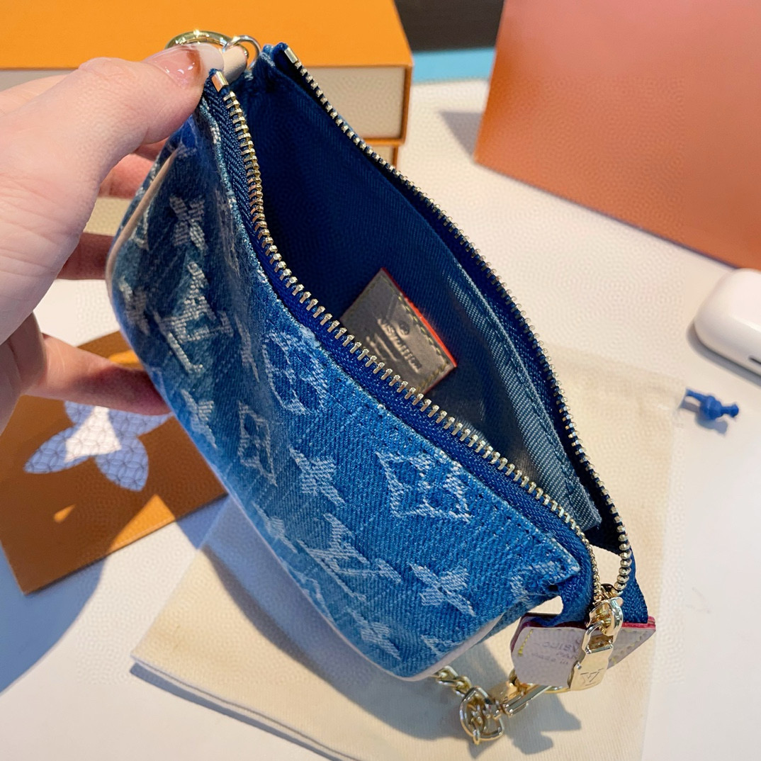   ➕配斜挎长链❗️新品❗️☀️Louis Vuitton 路易威登lv迷你牛仔麻将包 手机包 钥匙扣 