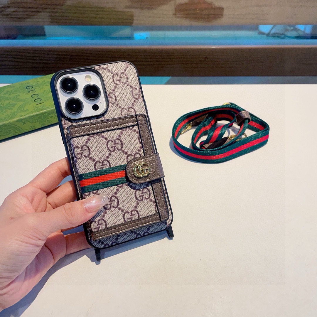 Gucci Card Holder iPhone Case with Strap - iPhone 16 Pro Max, 15, 14, 13 10 i1749729314138 1001 0 8