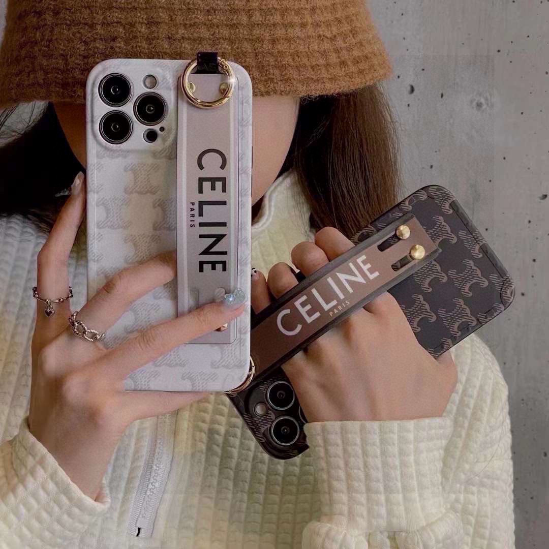 Celine Polka Dot Frame Wrist Strap Phone Case for iPhone 13/14/15 Series 7 i1749811593493 8317 0 5