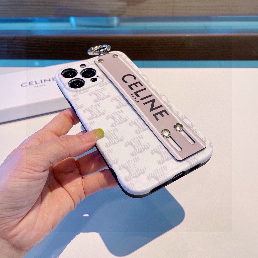Celine Polka Dot Frame Wrist Strap Phone Case for iPhone 13/14/15 Series 5 i1749811594470 5322 0 3