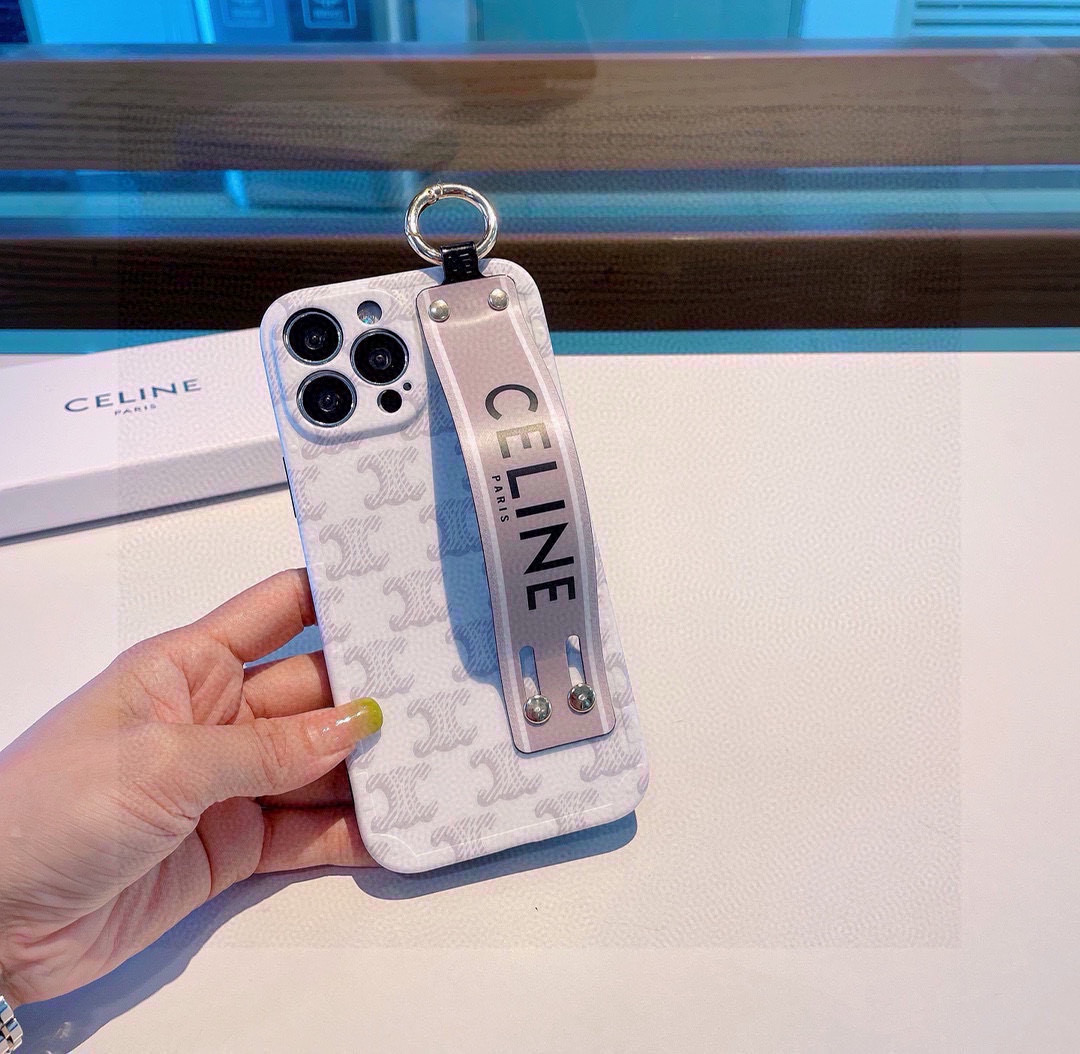 Celine Polka Dot Frame Wrist Strap Phone Case for iPhone 13/14/15 Series 6 i1749811594471 2213 0 4