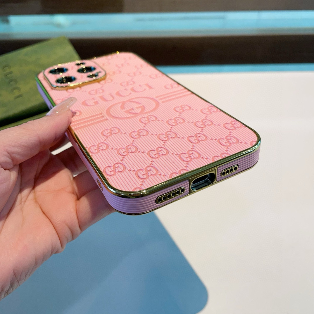 Gucci Electroplated Embossed Side Sticker Phone Case for iPhone 13/14/15 Series 5 i1749811731371 9968 0 3