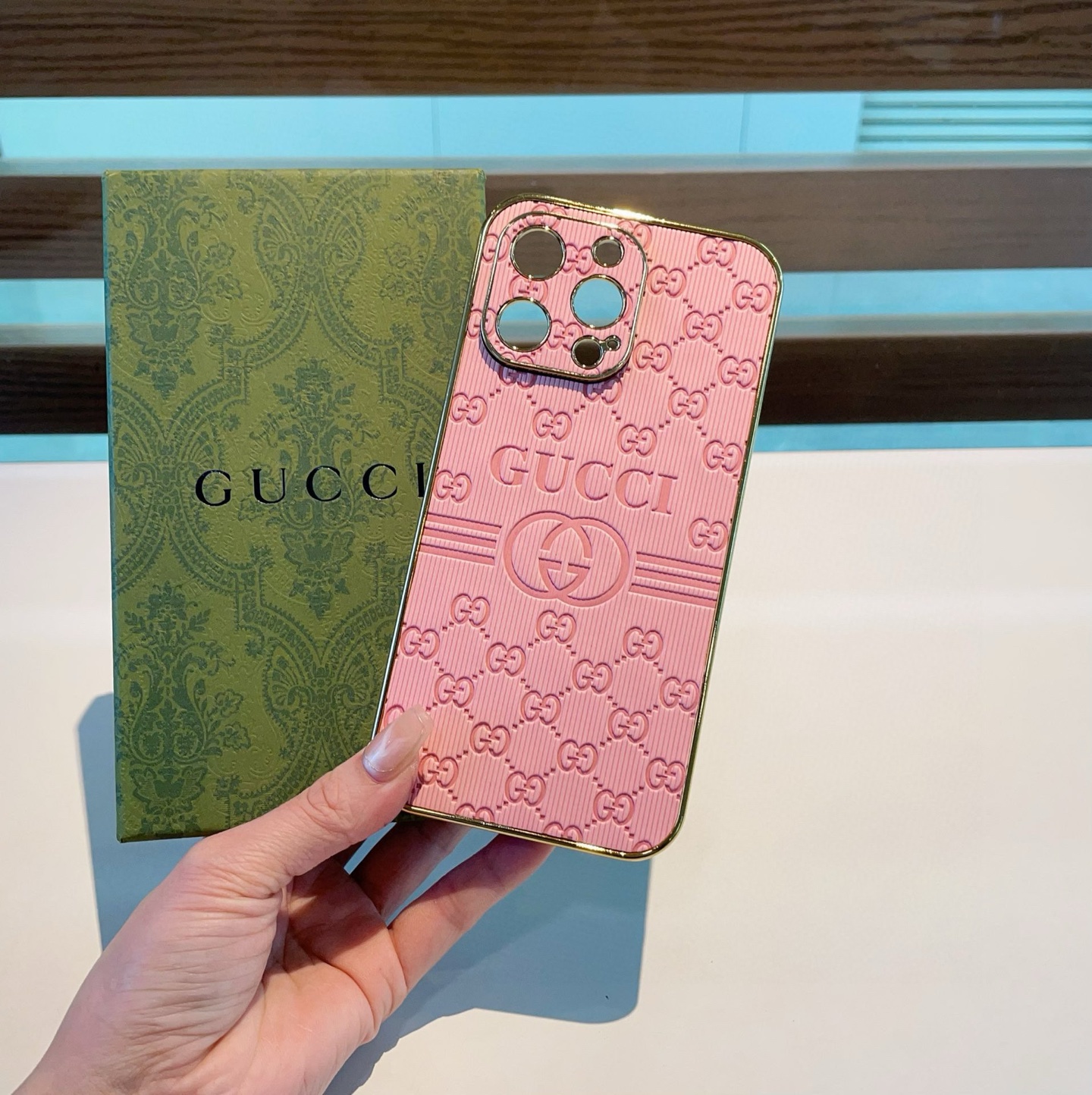 Gucci Electroplated Embossed Side Sticker Phone Case for iPhone 13/14/15 Series 3 i1749811731481 2992 0 1