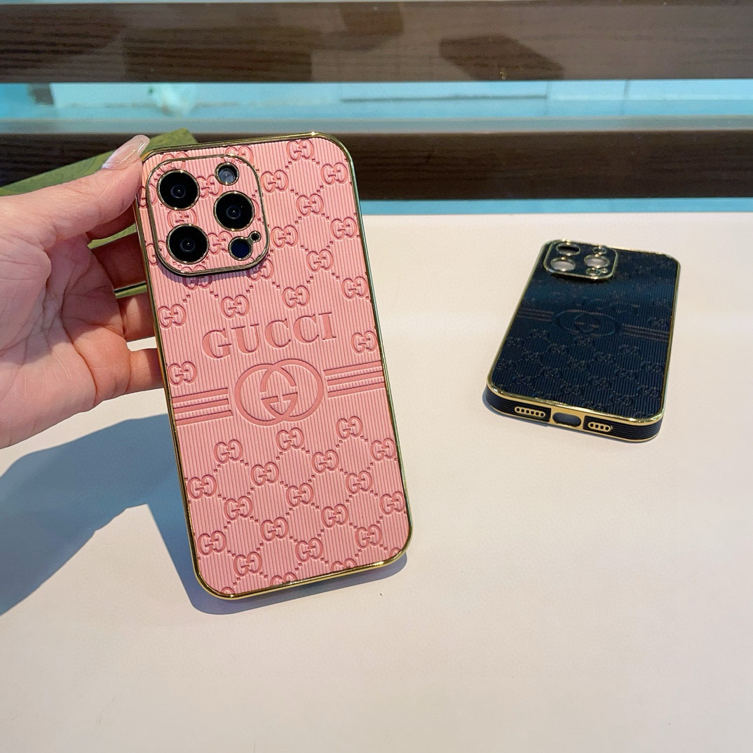 Gucci Electroplated Embossed Side Sticker Phone Case for iPhone 13/14/15 Series 9 i1749811732305 152 0 7