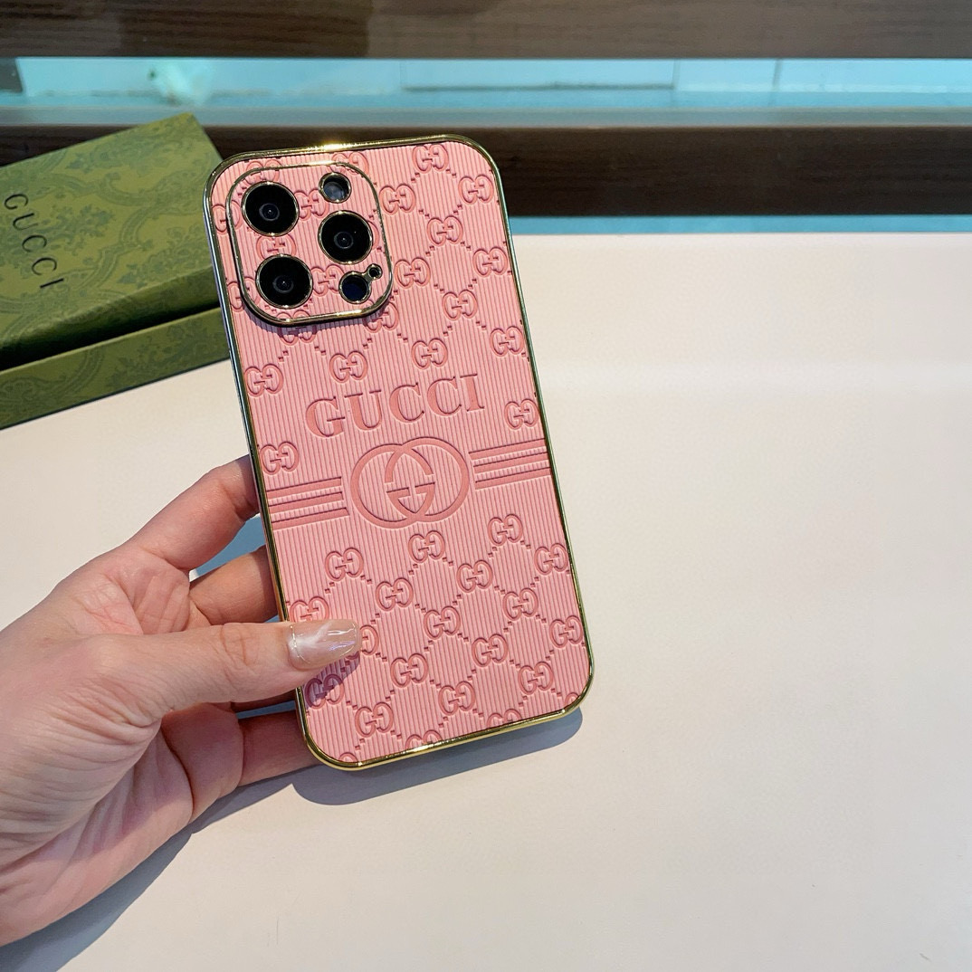 Gucci Electroplated Embossed Side Sticker Phone Case for iPhone 13/14/15 Series 8 i1749811732305 9922 0 6