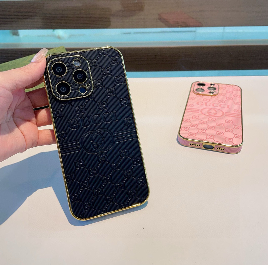 Gucci Electroplated Embossed Side Sticker Phone Case for iPhone 13/14/15 Series 7 i1749811740182 3347 0 5