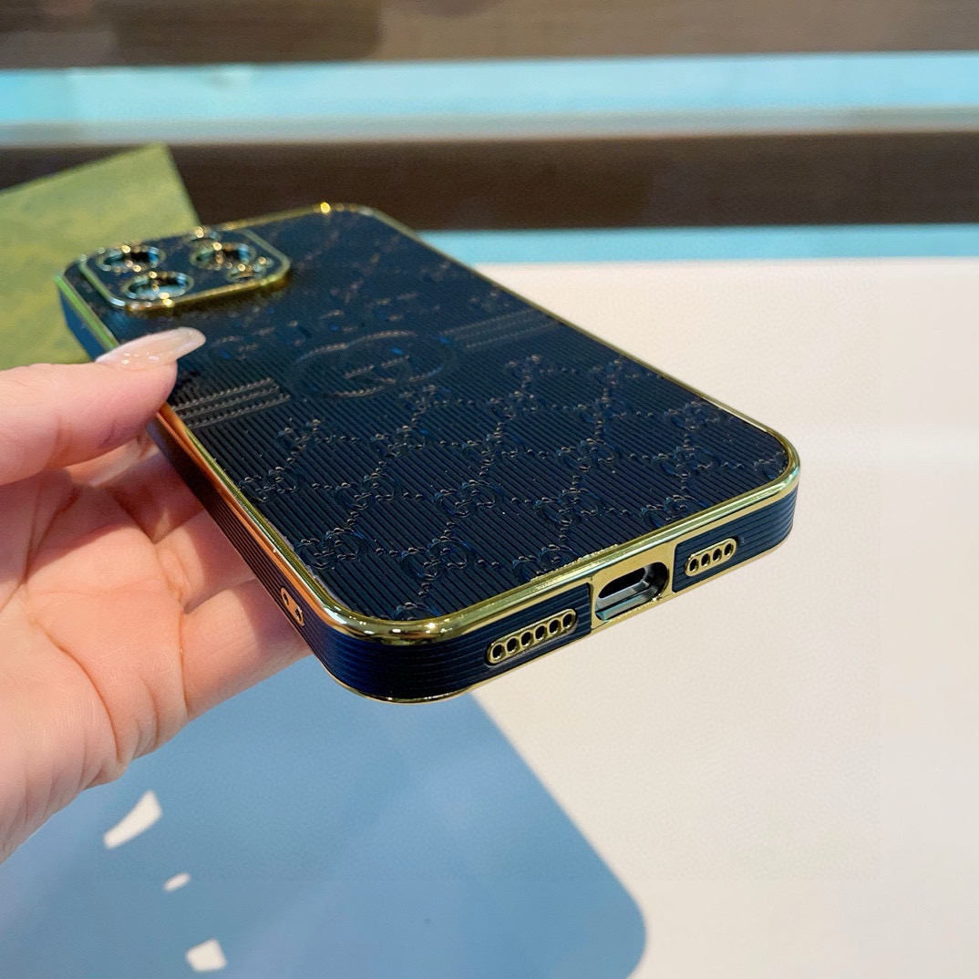 Gucci Electroplated Embossed Side Sticker Phone Case for iPhone 13/14/15 Series 5 i1749811740182 4378 0 3