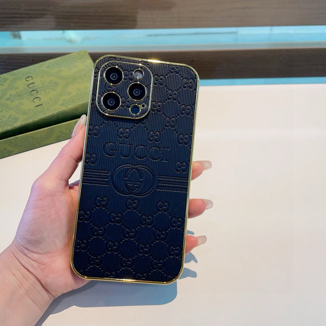 Gucci Electroplated Embossed Side Sticker Phone Case for iPhone 13/14/15 Series 8 i1749811740182 9610 0 6
