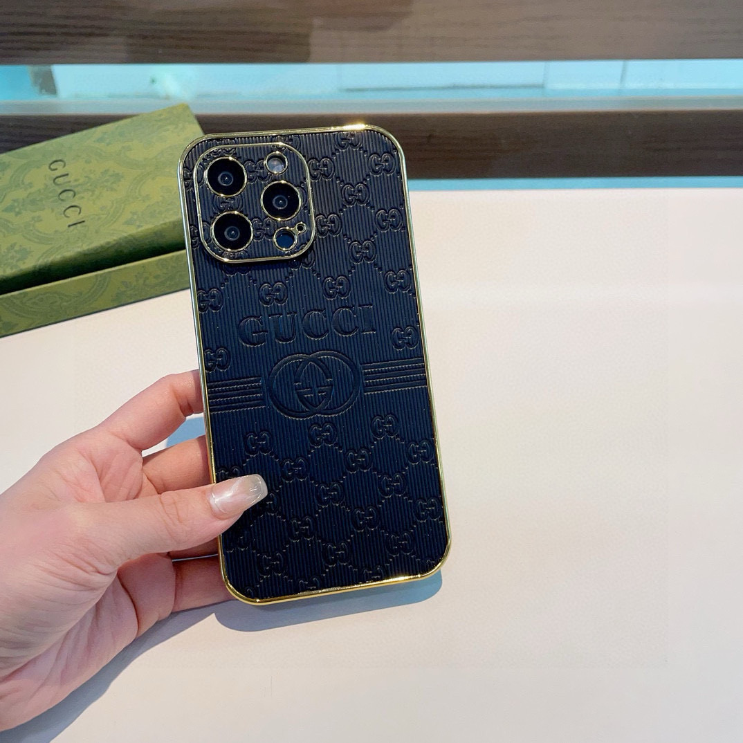 Gucci Electroplated Embossed Side Sticker Phone Case for iPhone 13/14/15 Series 10 i1749811740183 3559 0 8