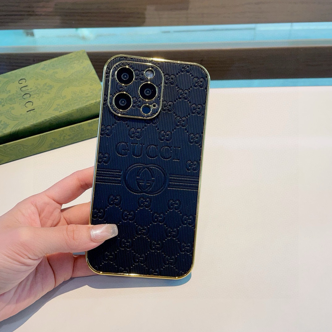 Gucci Electroplated Embossed Side Sticker Phone Case for iPhone 13/14/15 Series 4 i1749811740663 4554 0 2