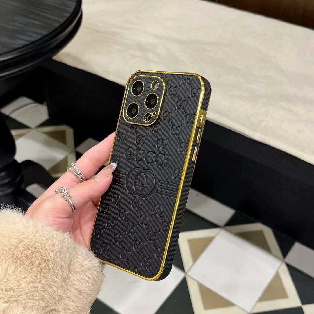 Gucci Electroplated Embossed Side Sticker Phone Case for iPhone 13/14/15 Series 2 i1749811740663 643 0 0