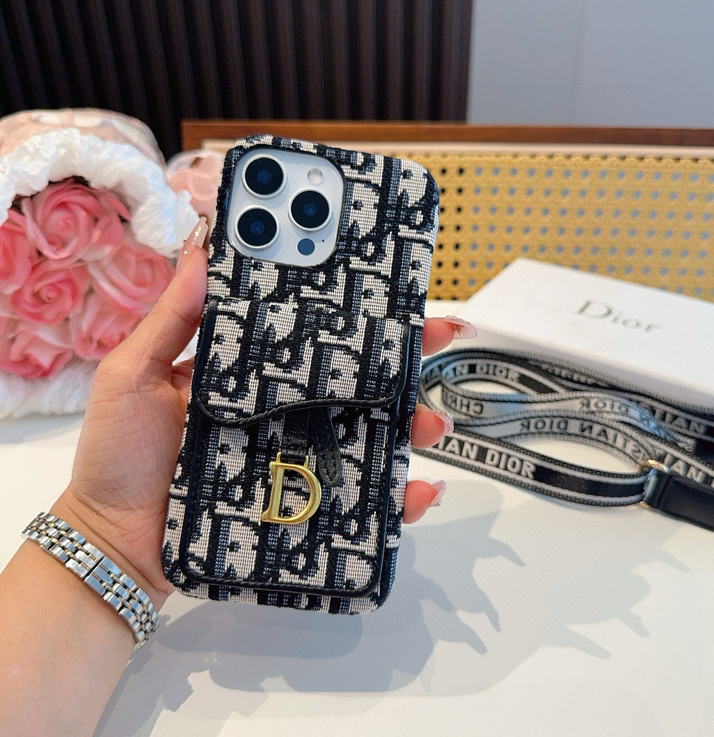 Dior Saddle Card Holder Phone Case with Strap for iPhone 15/14 Series 6 i1749811922090 5506 0 4