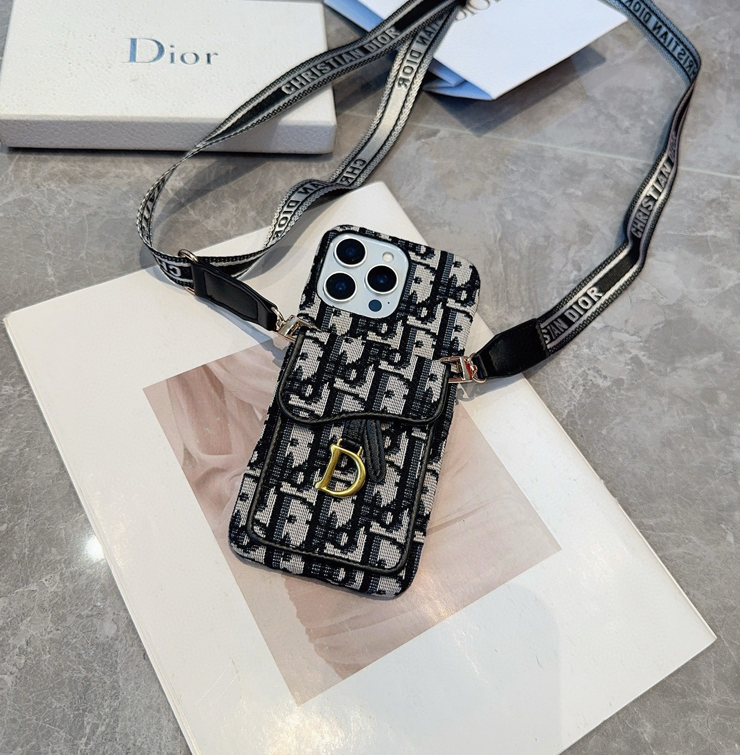 Dior Saddle Card Holder Phone Case with Strap for iPhone 15/14 Series 2 i1749811924010 6085 0 0