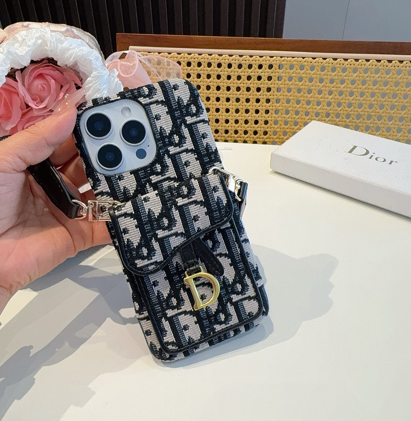 Dior Saddle Card Holder Phone Case with Strap for iPhone 15/14 Series 8 i1749811924027 9338 0 6