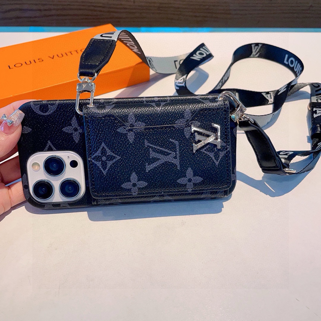 Louis Vuitton Inspired iPhone Case with Card Holder & Crossbody Strap 10 i1749989526612 7054 0 8