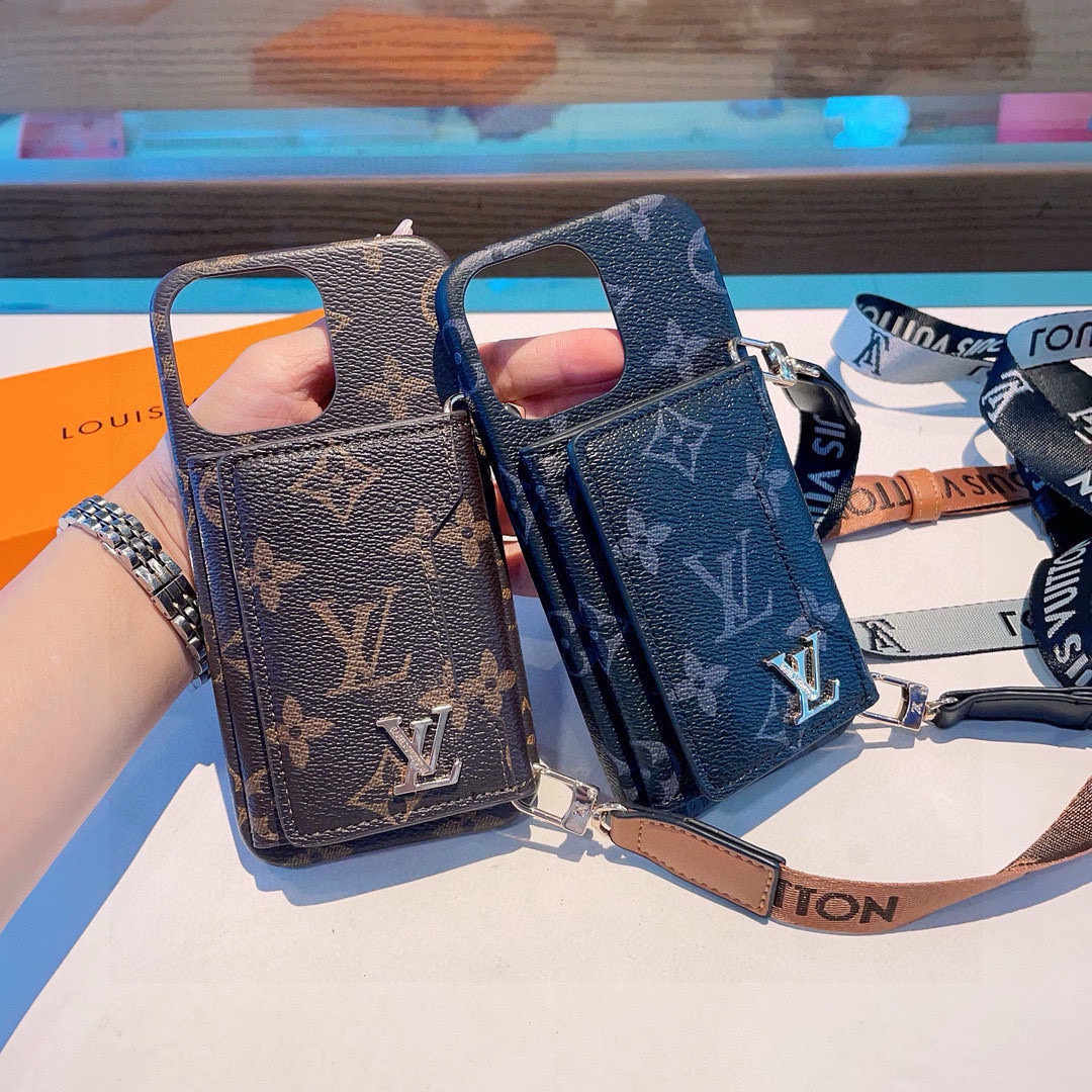 Louis Vuitton Inspired iPhone Case with Card Holder & Crossbody Strap 6 i1749989526612 8135 0 4