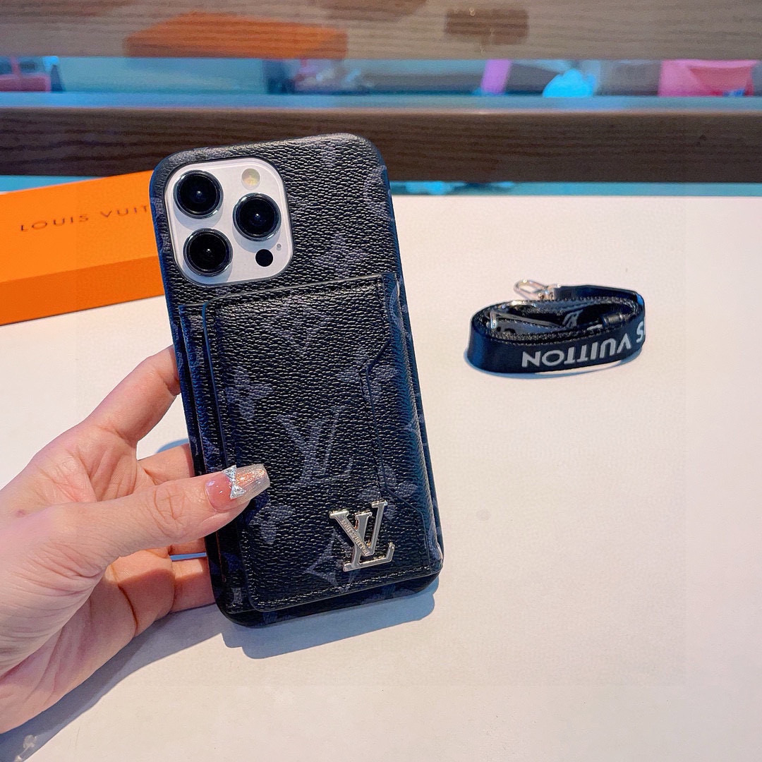 Louis Vuitton Inspired iPhone Case with Card Holder & Crossbody Strap 9 i1749989526613 2380 0 7