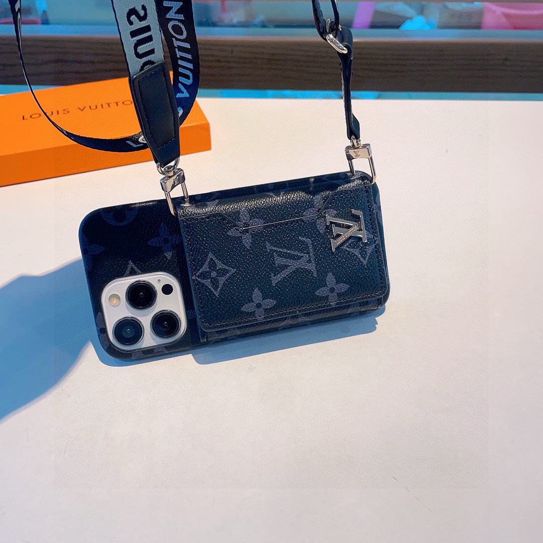 Louis Vuitton Inspired iPhone Case with Card Holder & Crossbody Strap 2 i1749989527214 9424 0 0