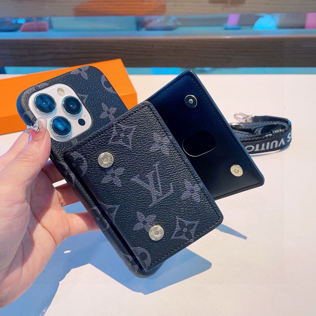 Louis Vuitton Inspired iPhone Case with Card Holder & Crossbody Strap 4 i1749989527215 7105 0 2