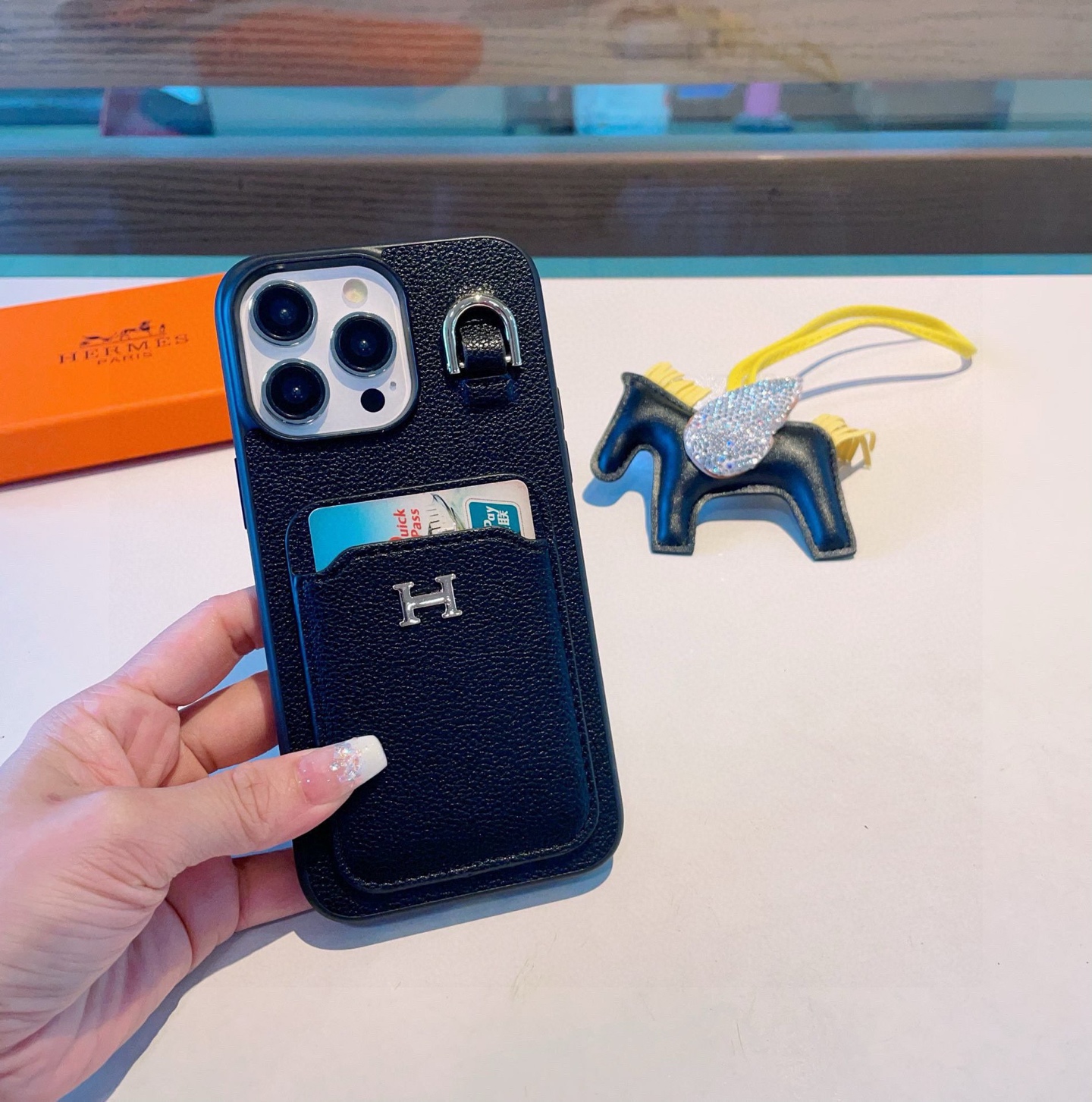 Hermès Style 2-in-1 Card Holder Phone Case for iPhone - Stylish & Functional 8 i1749989737601 5005 0 6