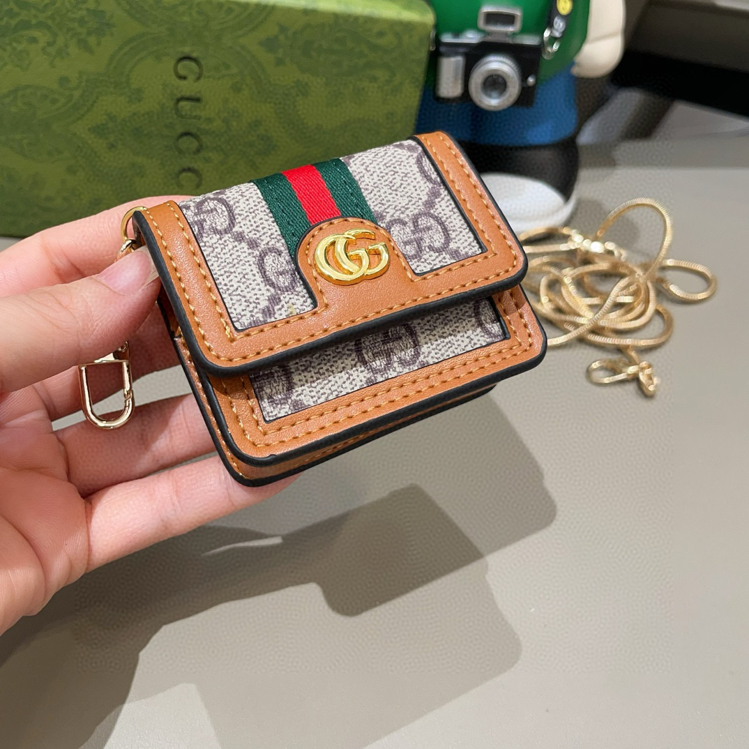 🆕Gucci古驰通用蓝牙耳机包，GUCCI oPhidia系列耳机包钥匙扣挂饰包饰！配长链条🉑️斜挎，挂