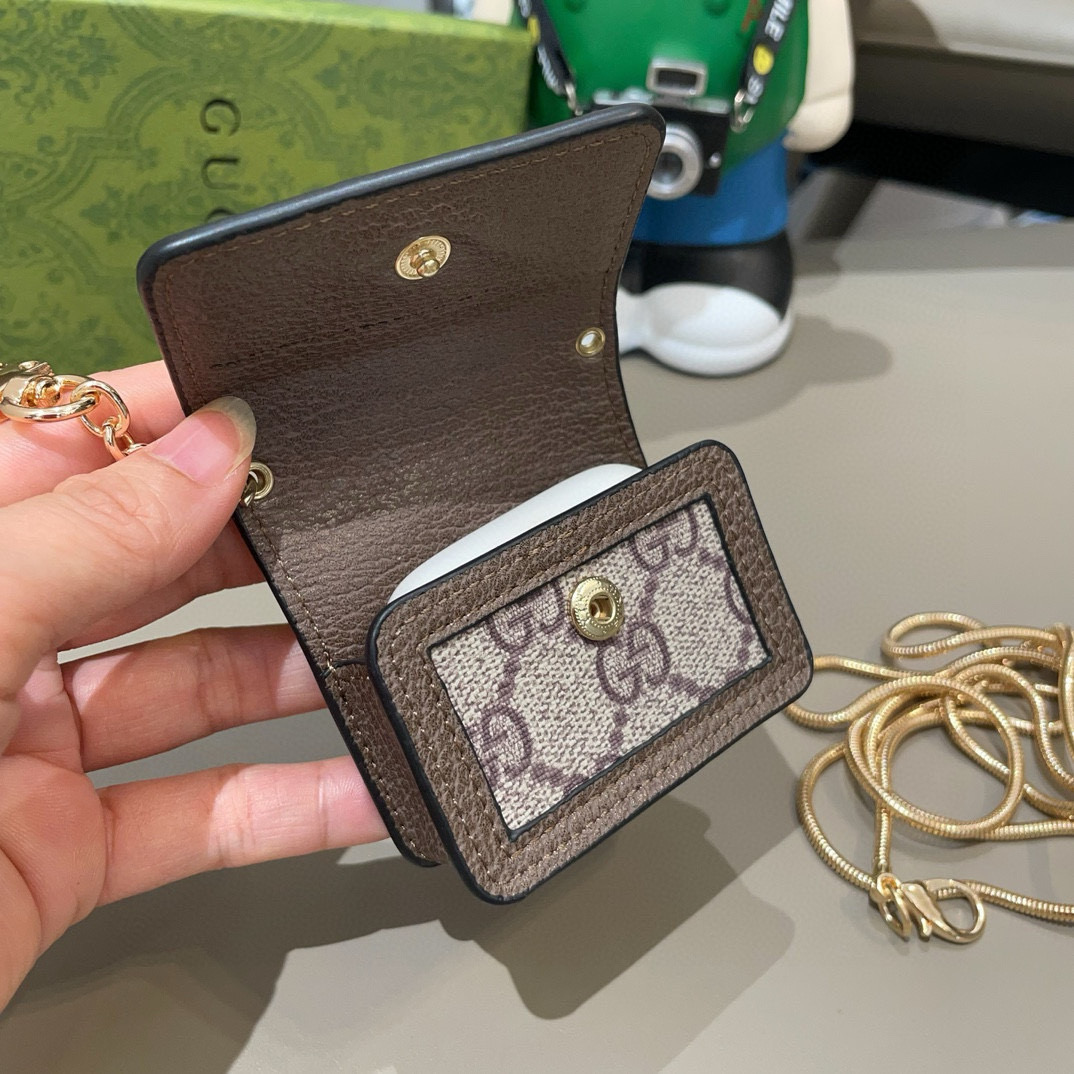 🆕Gucci古驰通用蓝牙耳机包，GUCCI oPhidia系列耳机包钥匙扣挂饰包饰！配长链条🉑️斜挎，挂